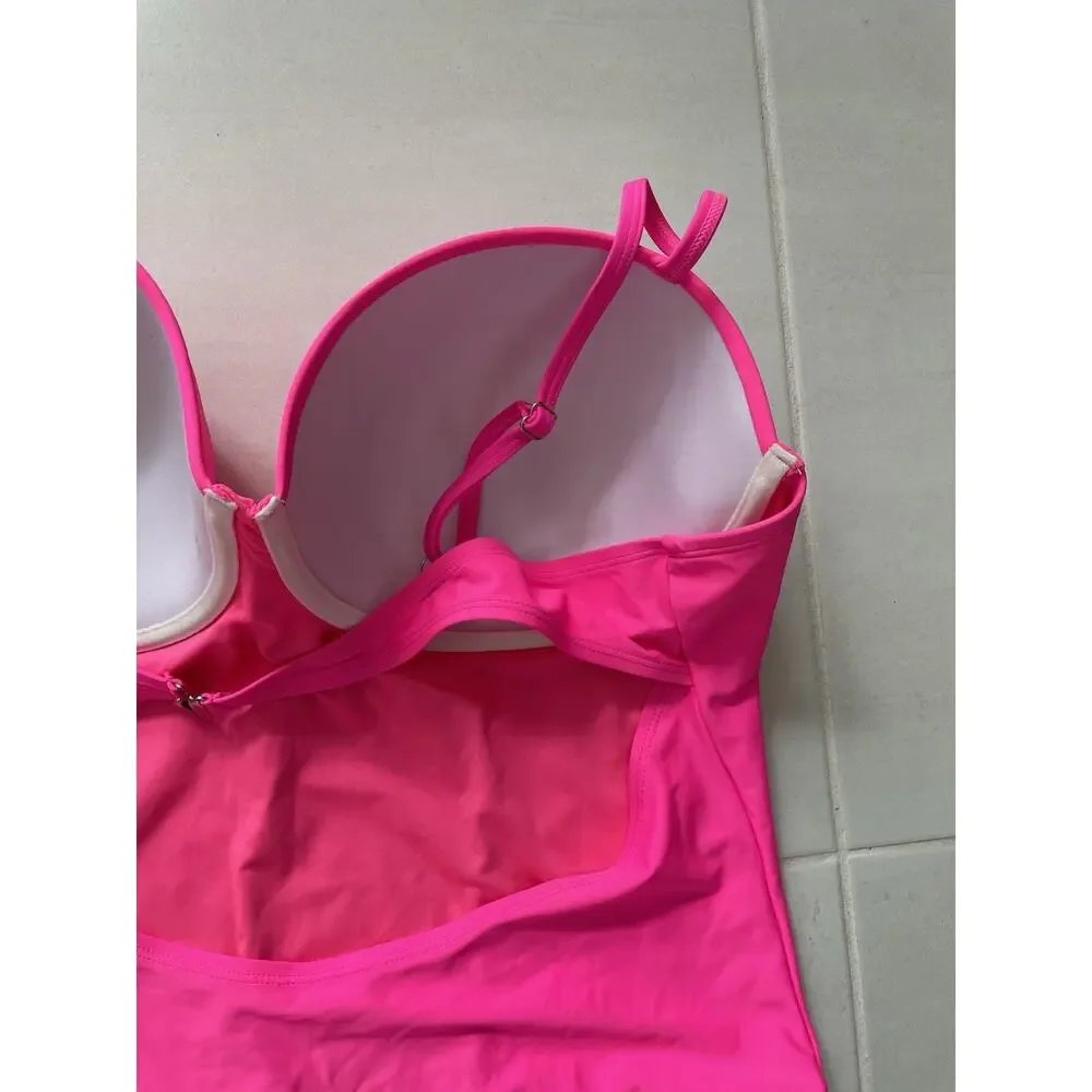Fashion Nova Swim Rory One Piece Swimsuit Beach Summer Hot Pink